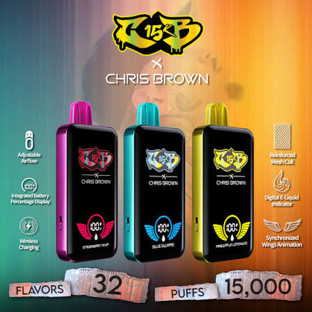 ویپ یکبار مصرف  پاد 15000 پاف کریس براون  chris Brown 15000 puffs